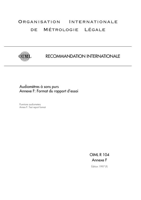 Première page de R 104 Annex F:1997