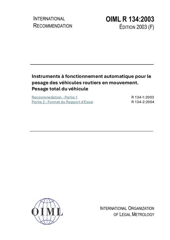 Première page de R 134:2003