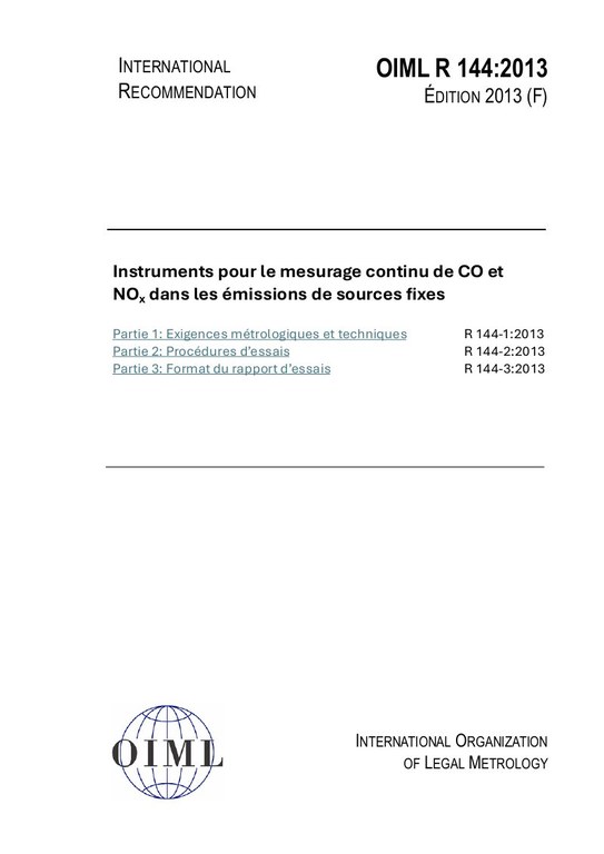 Première page de R 144:2013